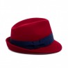 GALLO - Wool Fedora Hat - Brick/Royal