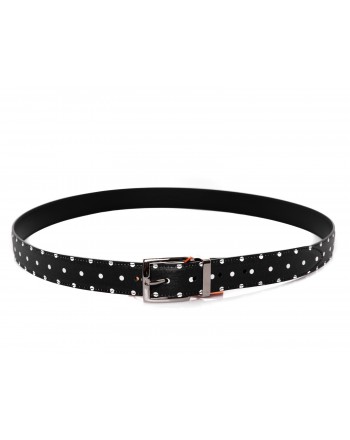 GALLO - Leather Belt - Black/White
