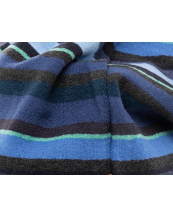 GALLO - Micro stripes pile beanie - Blue/Grey