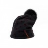 GALLO - Polka dots hat with pom pom - Black/Borgundy