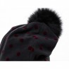 GALLO - Polka dots hat with pom pom - Black/Borgundy
