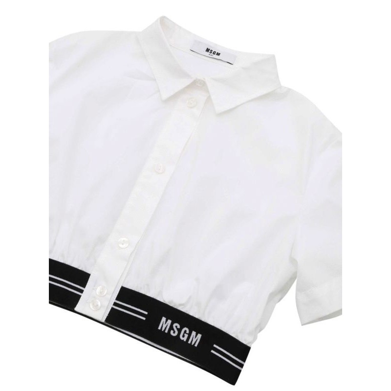 MSGM Baby -  Crop shirt whit logo - White