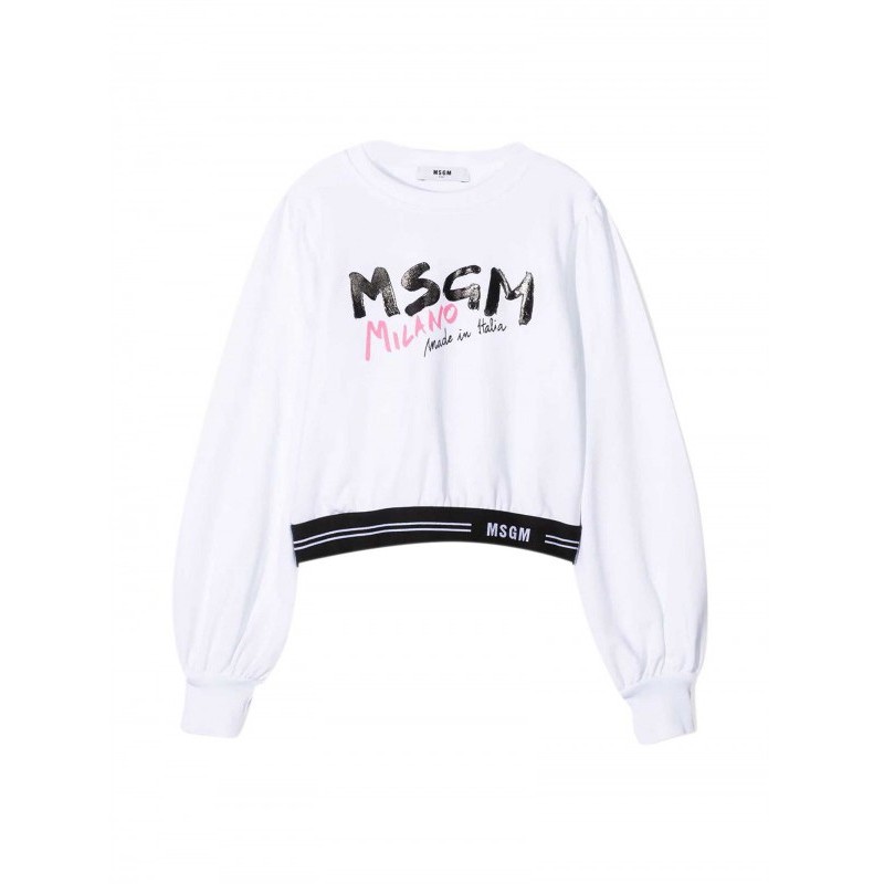 MSGM Baby - Round neck sweatshirt with logo - White