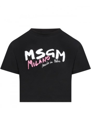 Msgm Baby - T-shirt Con Logo - Nero