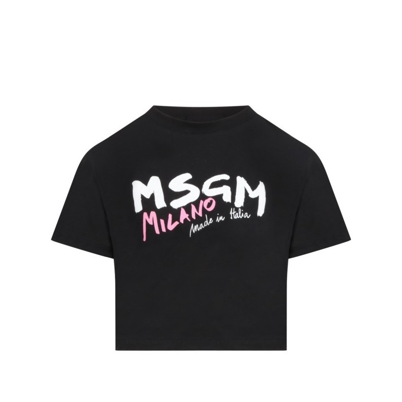 Msgm Baby - T-shirt Con Logo - Nero