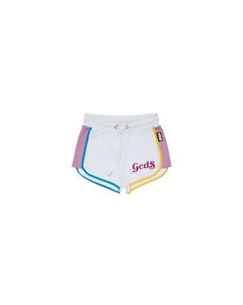 Gcds Mini - Shorts Con Design Color-block - Bianco