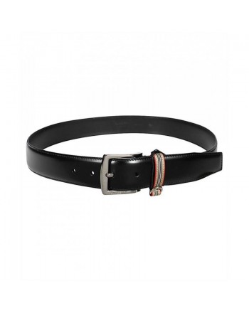 BURBERRY - Leather belt with stripe detail - Black