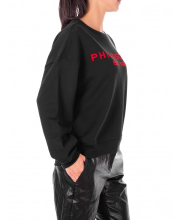 PHILOSOPHY di LORENZO SERAFINI  -Roundneck Sweatshirt with front Logo - Black/Red