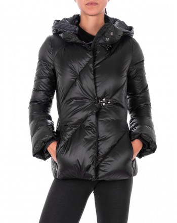 FAY - Short Down Jacket with Frogs- Black/Petrol