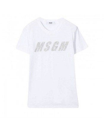 MSGM Baby- Glitter Logo print - WHITE