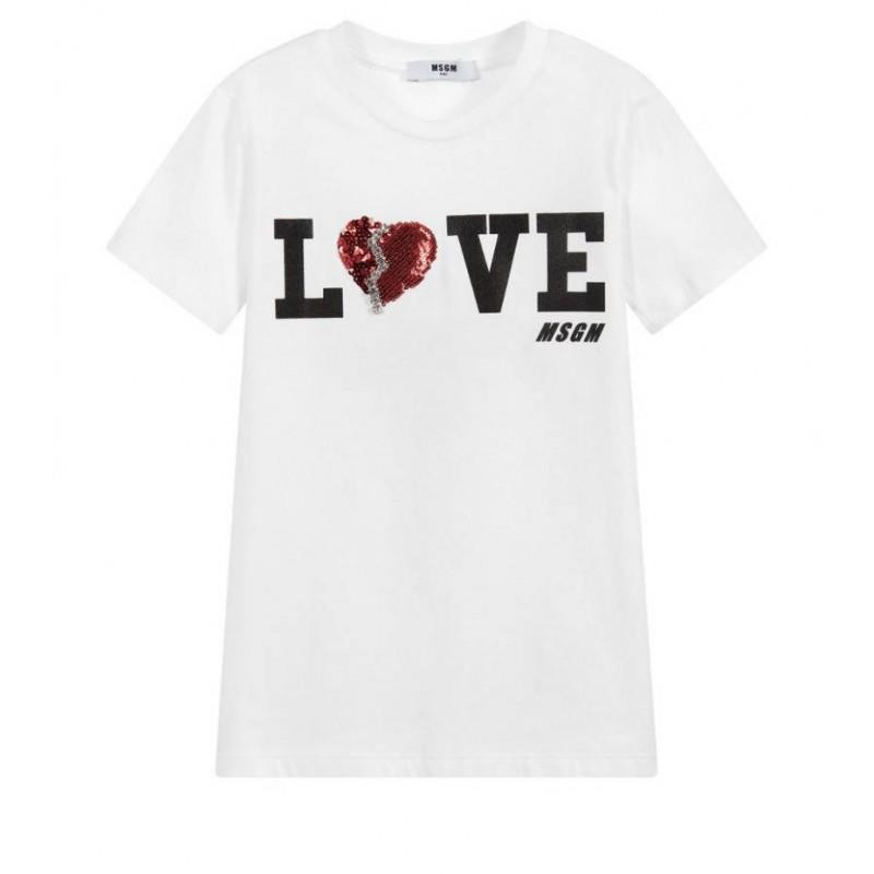 MSGM Baby- T-Shirt Stampa LOVE -BIANCO