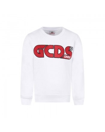 GCDS Mini- Embroidered Logo Fleece - White