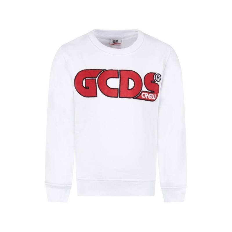 GCDS Mini- Embroidered Logo Fleece - White