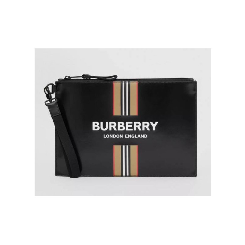 BURBERRY - Clutch bag in coated canvas - Black