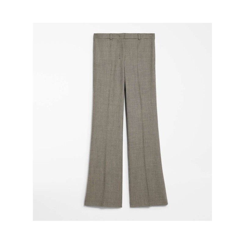 S MAX MARA - ARES Wool Blended Pied de Poule Trousers - Black/Ecru