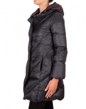 FAY - Hood and Frogs Down Jacket - Black/Teals