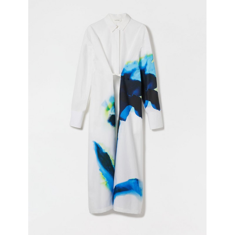 SPORTMAX - PAROLE Cotton Popeline Dress - White/Blue