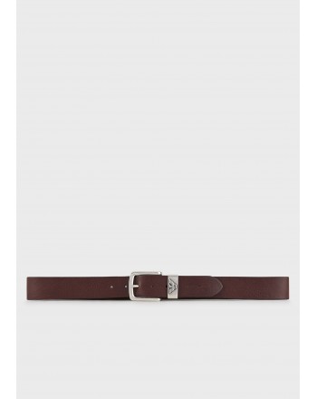 EMPORIO ARMANI - Logo Leather belt - Dark Brown