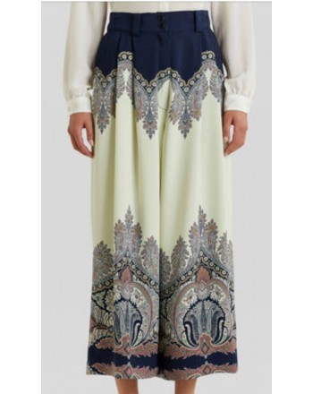 ETRO - Trousers with floral Paisley pattern - Blue / Ivory