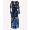 RED VALENTINO - Oriental print silk dress TOILE DE JOUY - Blue
