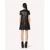 RED VALENTINO - Leather dress with collar - Black / Milk