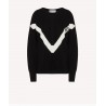 RED VALENTINO - Wool blend sweater with RED embroidery - Black / Ivory