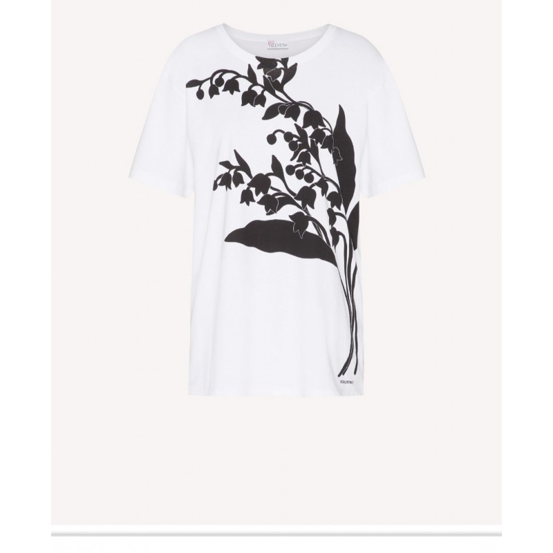 RED VALENTINO - T-shirt with MAY LILY print White / Black