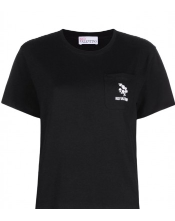 RED VALENTINO - T-shirt with TRIFOGLIO embroidery - Black