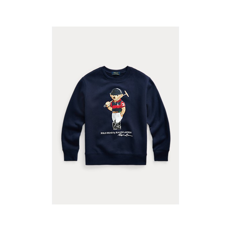 POLO KIDS -  Crowneck Sweatshirt with Bear Print -Blue
