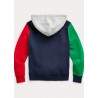 POLO KIDS - Hooded Sweatshirt with Bear Print Colored Sleeves-