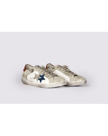 2 STAR - Sneakers  2S3048 Bianco/Ghiaccio/Blu/Cuoio