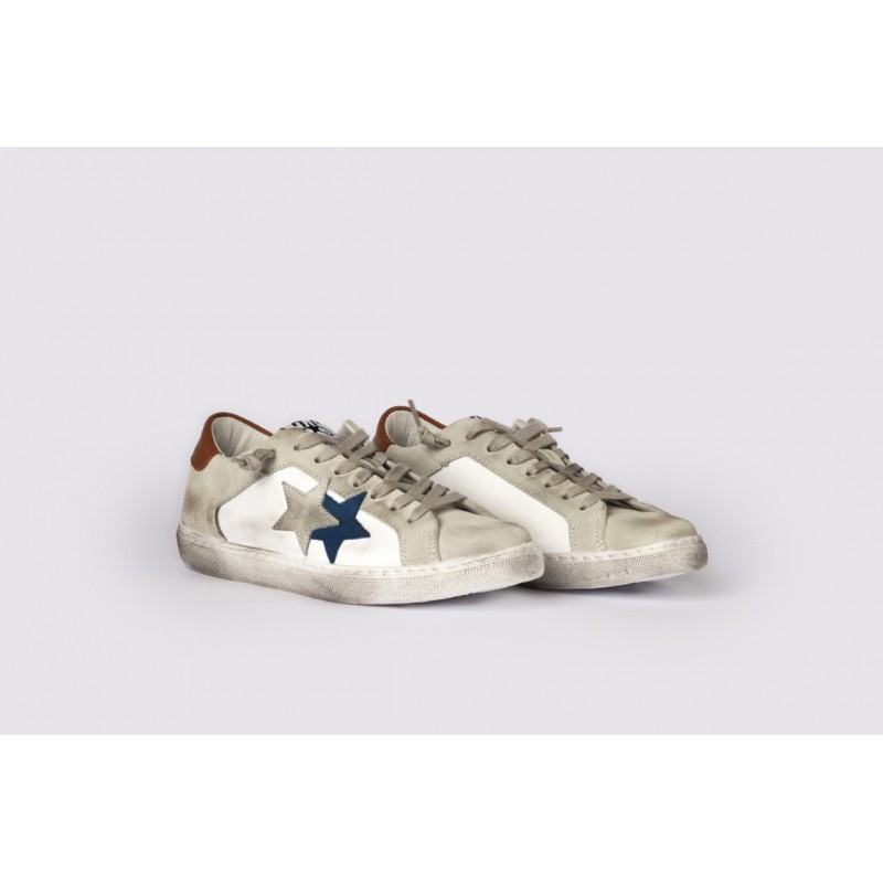 2 STAR - Sneakers 2S3048 White/Grey/Blue/Leather