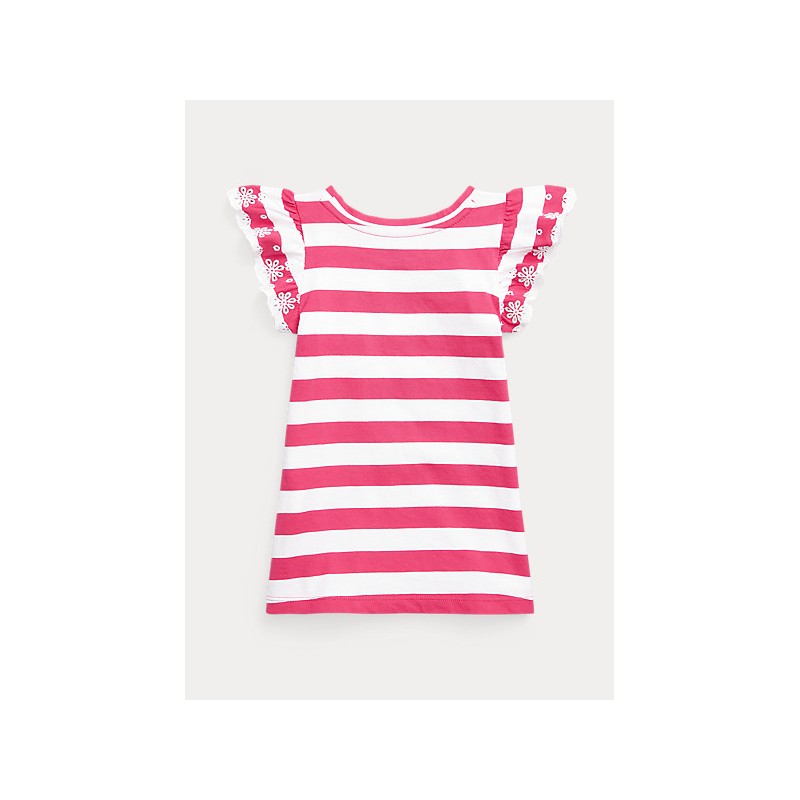 POLO KIDS - Striped Rouche T-Shirt -Fuxia -