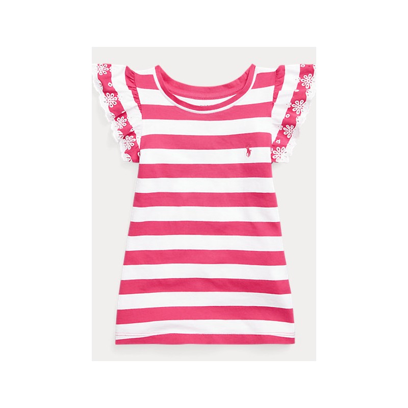 POLO KIDS - Striped Rouche T-Shirt -Fuxia -