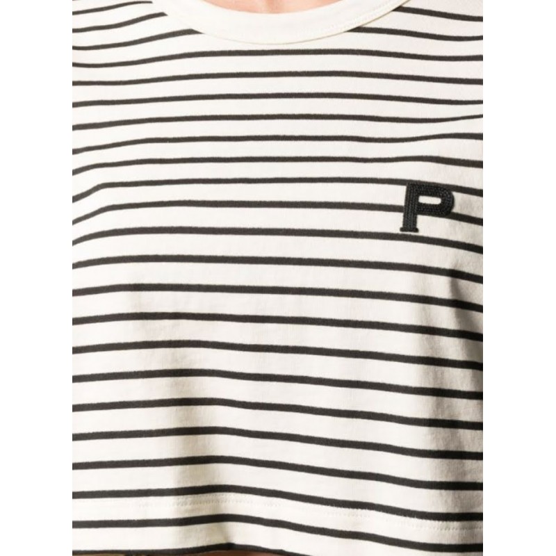 PHILOSOPHY - T-shirt cropped a righe Kendal - Sabbia/Nero