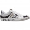 PHILIPP PLEIN - Leather Sneakers with Logo and Studs - White