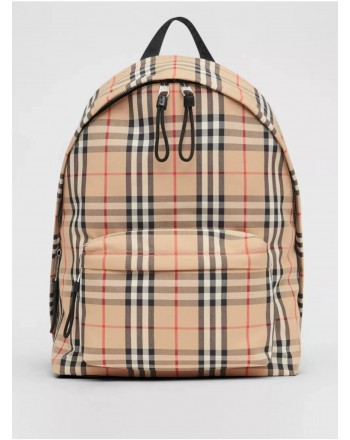 BURBERRY - Nylon backpack with check pattern - Archive Beige