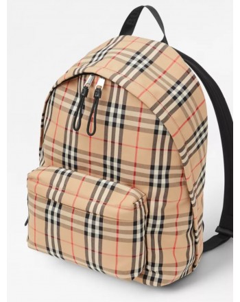 BURBERRY - Nylon backpack with check pattern - Archive Beige