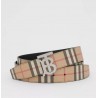 BURBERRY - Reversible belt with check motif and monogram - Archive Beige