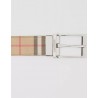 BURBERRY - Reversible belt in e-canvas check and leather - Archive Beige / Black