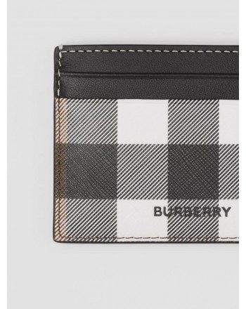 BURBERRY - Porta carte di credito in pelle motivo Tartan - Dark Birch Brown