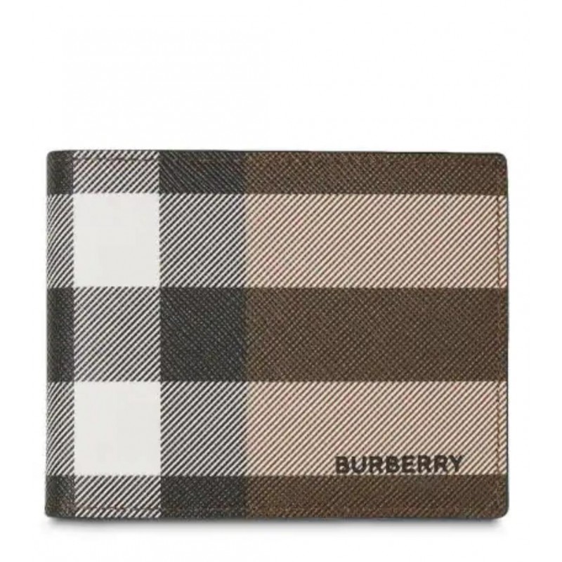 BURBERRY - Portafoglio a quadri International - Dark Birch Brown