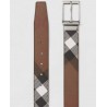 BURBERRY - Reversible belt with tartan and leather motif - Dark Birch Brown