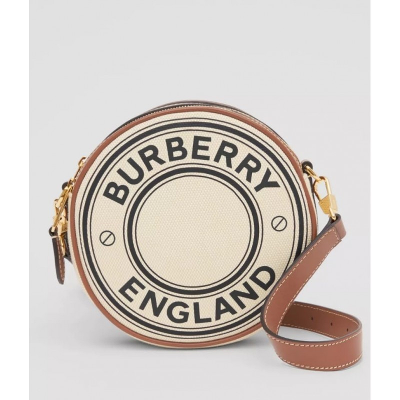 BURBERRY - Louise bag in canvas and leather with graphics and logo - Natural