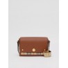 BURBERRY - Note shoulder bag in leather and check fabric - Tan