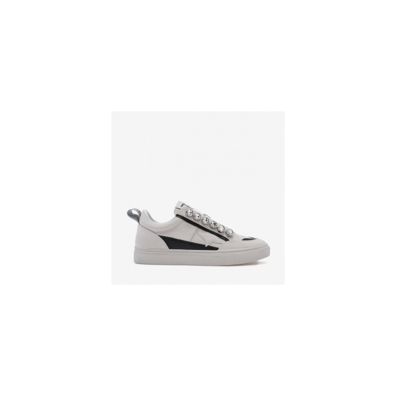 EMANUELLE VEE - Sneakers con Dettagli Strass 411P803 - Ivory/Nero