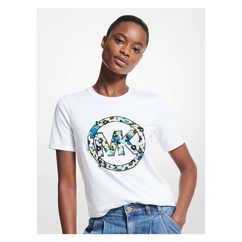 MICHAEL by MICHAEL KORS - Flowers Logo Cotton T-Shirt - White