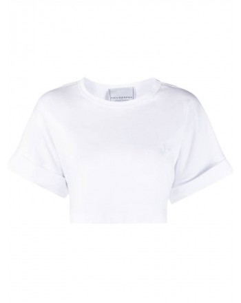 PHILOSOPHY - T-shirt cropped con ricamo - Bianco