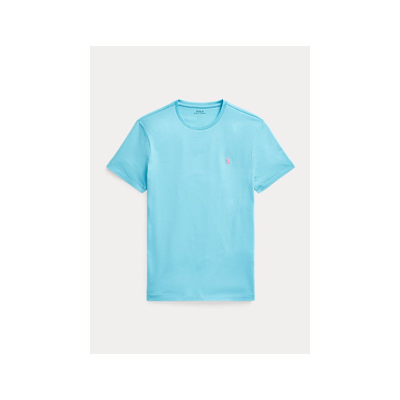 POLO RALPH LAUREN  - T-Shirt in jersey Custom Slim - Celeste -