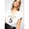 PINCO - ESTROVERSO GIVE ME 5 T-SHIRT WITH PEARLS - WHITE